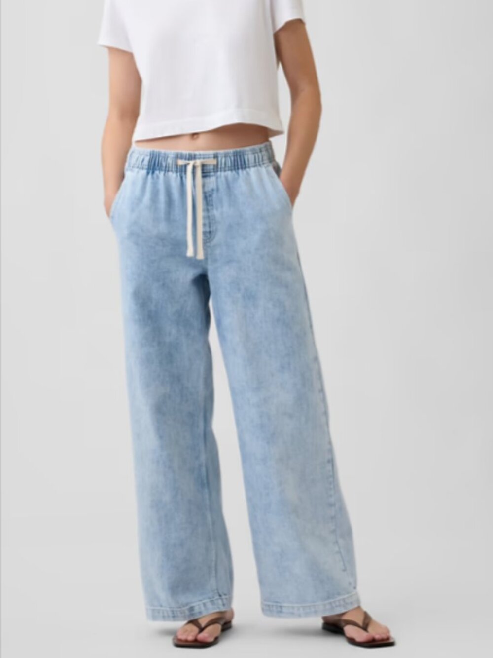 Gap High Rise Wide Leg Tie Waist Jeans
